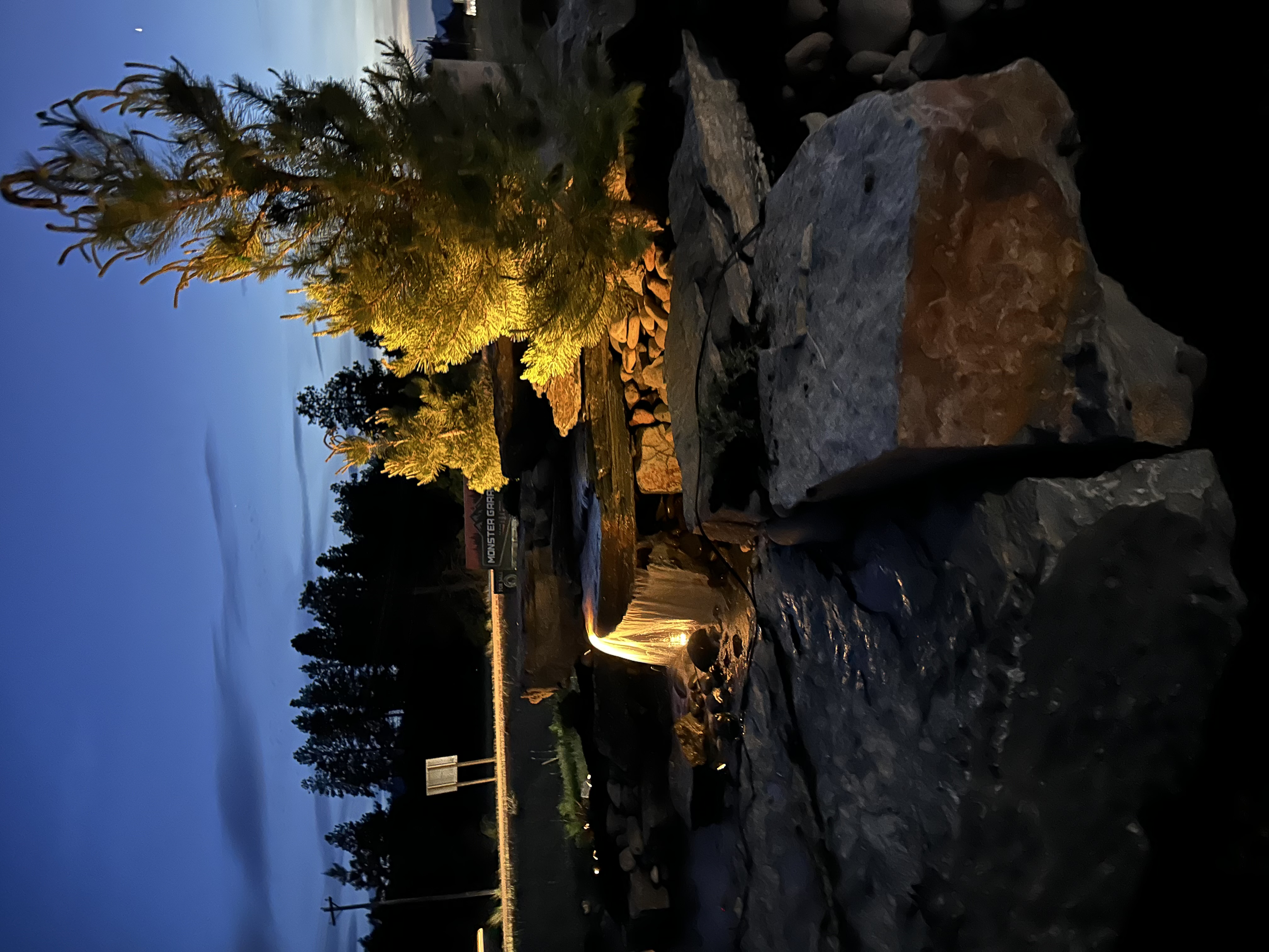 Onyx water feature lighting at night